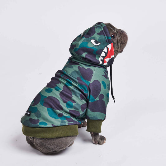 Spark Paws Monster Dog Hoodie - Green Camo