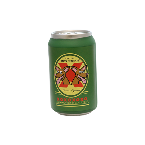 Silly Squeaker Beer Can Dos Perros, Squeaky Novelty Dog Toy