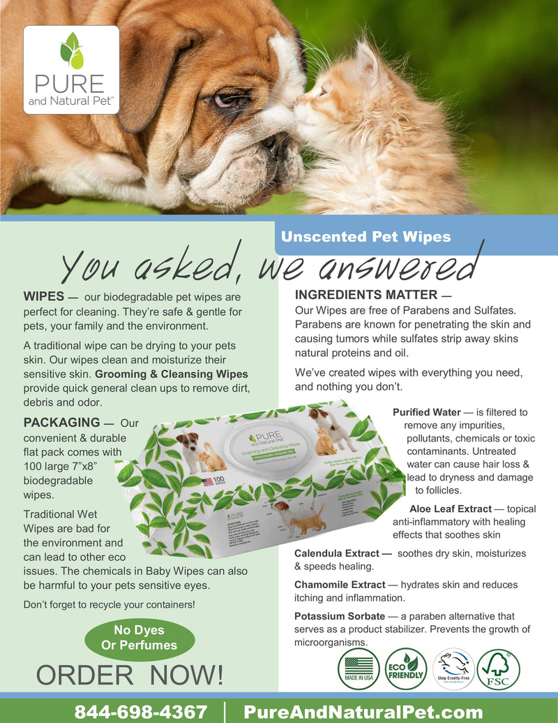 Grooming & Cleansing Wipes for Dogs & Cats / Fragrance-Free