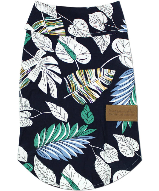 Palm Leaves Camp Shirt – Tropical Dog Shirt for Summer