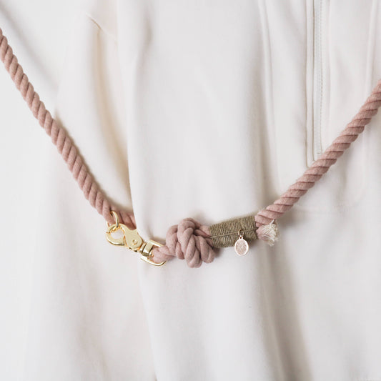 'Antique Rose' - Hands Free Cotton Rope Leash