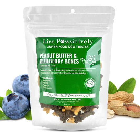 Peanut Butter & Blueberry Bones, Superfood Dog Treat