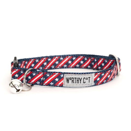 Patriotic Stars & Stripes Cat Collar: One Size Fits Most / Red/White/Blue