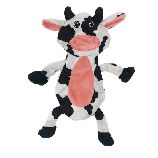 DogLine Cow Crinkle Flat Dog Toy