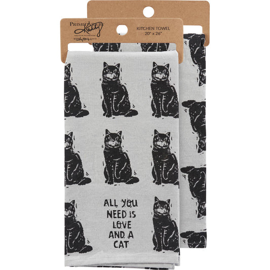 Love And A Cat Kitchen Towel