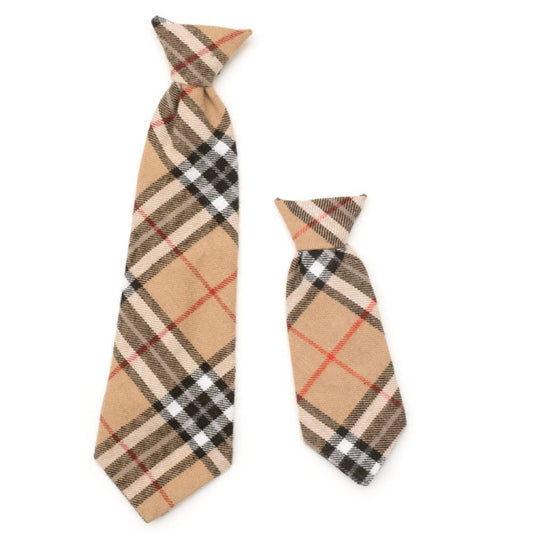 Tan Plaid Pet Neck Tie