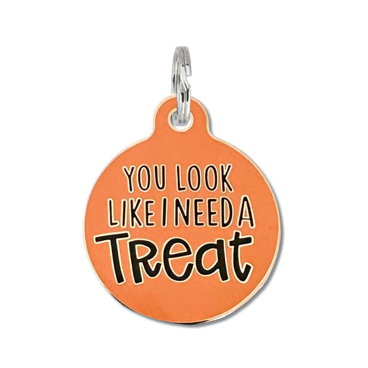 You Look Like You Need a Treat - Dog ID Tag or Collar Charm: Engraved QR Code / Small 1"