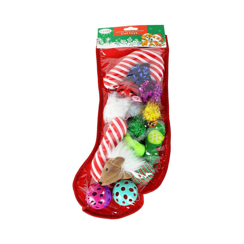 Midlee Christmas Stocking Cat Toy Gift Set (14 Toys)