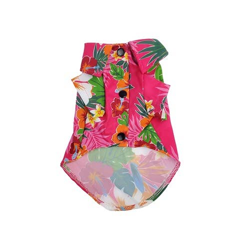 Hip Doggie Pink Hawaiian Button Down Dog Shirt