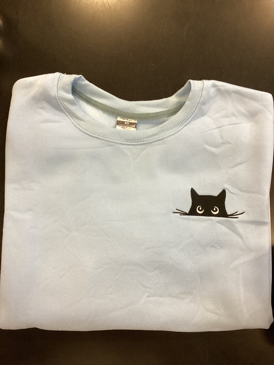 Cat Embroidered Retro Sweatshirt