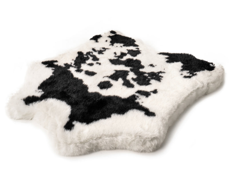 PupRug™ Animal Print Memory Foam Dog Bed - Black Faux Cowhide