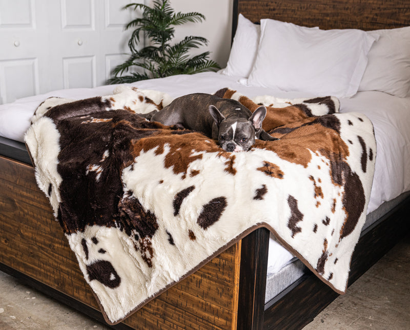 PupProtector™ Waterproof Throw Blanket - Brown Faux Cowhide