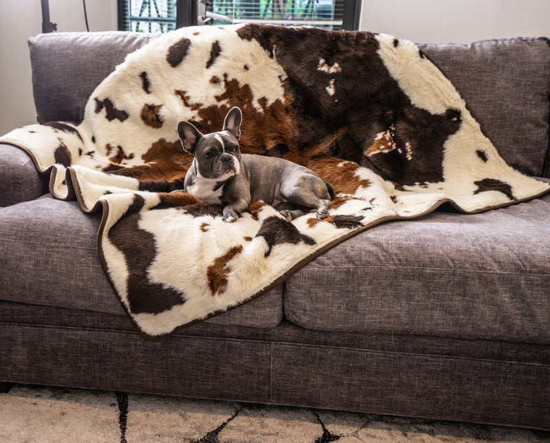 PupProtector™ Waterproof Throw Blanket - Brown Faux Cowhide