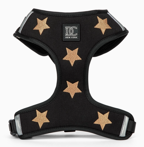 Doodle Couture Limited Edition Embroidered Rockstar Adjustable Harness Black with Gold Stars