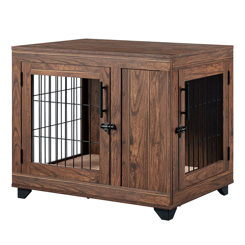 Walnut Brown End Table Dog Crate