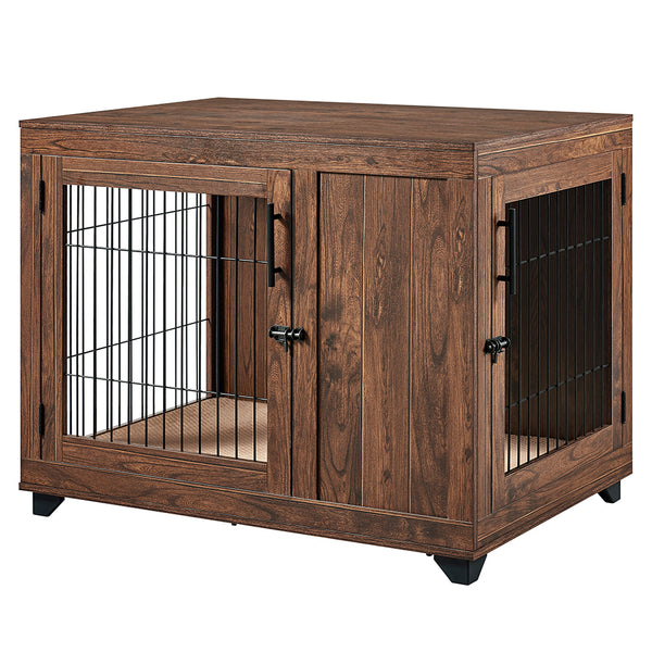Walnut Brown End Table Dog Crate