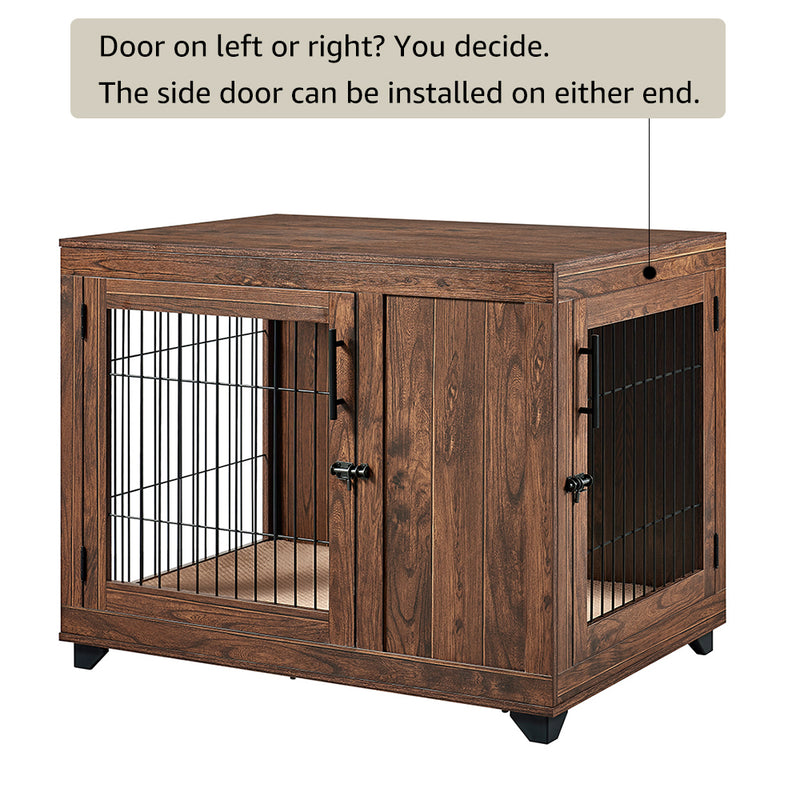 Walnut Brown End Table Dog Crate