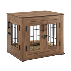 Small Walnut Brown Pet Crate End Table