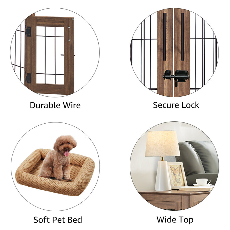 Small Walnut Brown Pet Crate End Table