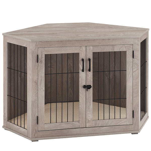 Natural Grey Corner Dog Crate Table