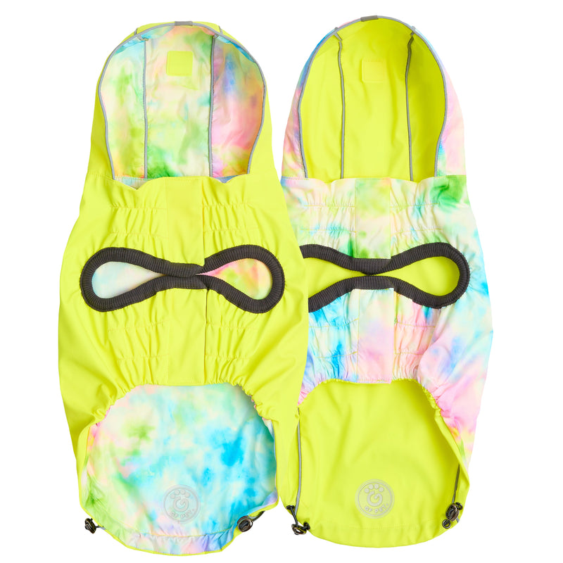 Reversible Raincoat - Neon Yellow with Tie Dye