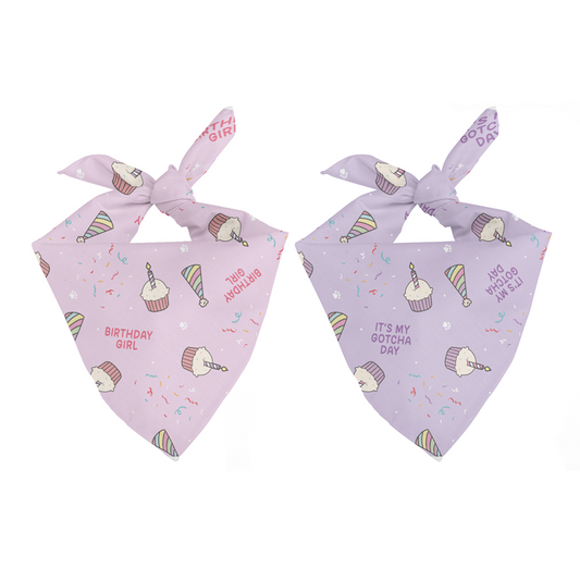Birthday Boy & Girl Gotcha Day Double Sided Tie Snap Dog Bandana