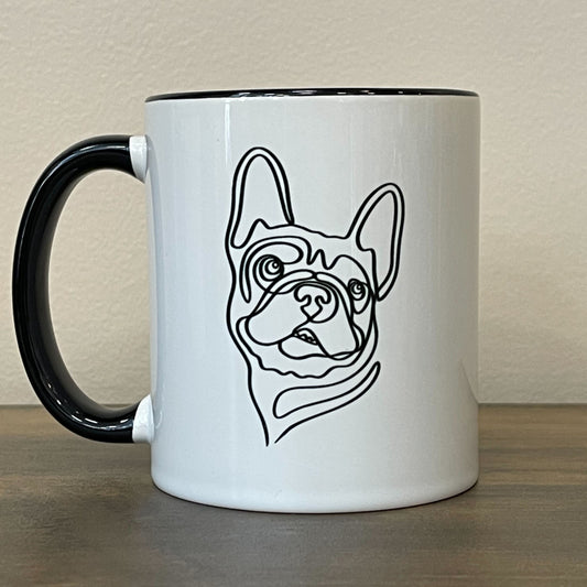 Dog Mom Mug - Frenchie Line Drawing