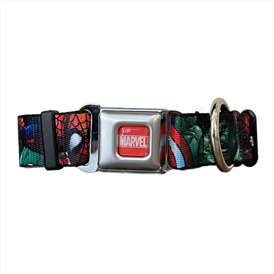 Buckle Down Marvel Avengers Stacked Dog Collar Seatbelt Closure