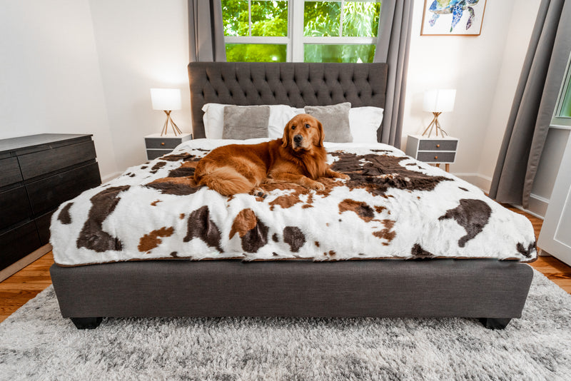 PupProtector™ Waterproof Throw Blanket - Brown Faux Cowhide