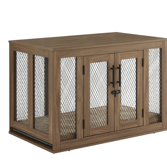 Modern Walnut Dog Crate