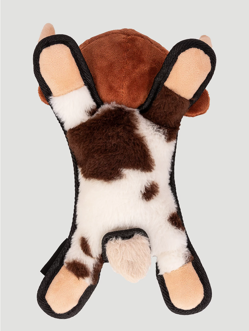 Wrangler Cow Flattie Plush with Tennis Ball & Rope Inside