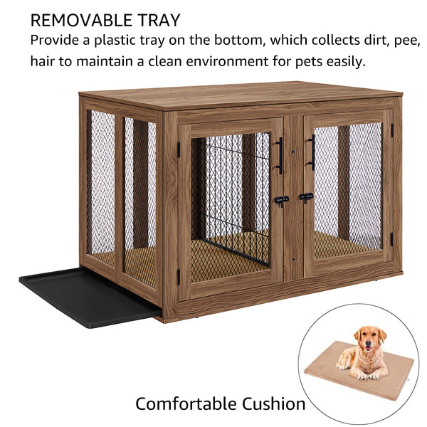 Furniture Style Dog Crate with Divider for Two Dogs