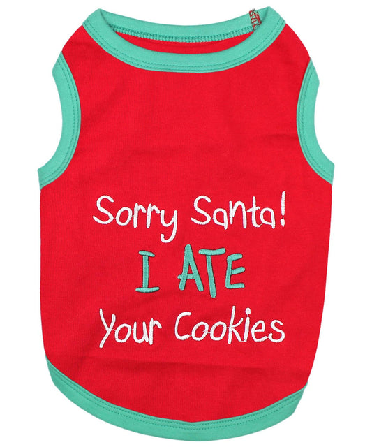 Sorry Santa I Ate Your Cookies Dog T-Shirt Christmas Outfit