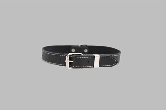 Traditional Style Soft Leather Euro Dog Collar      1 1/4" Wide Black Soft