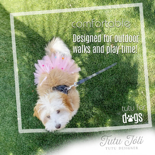 Pink Pom Pom Dog Tutu Skirt | Dog Birthday Outfit | Dog Skir