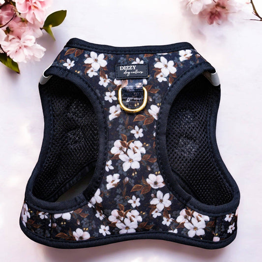 Step In Dog Harness: No Pull Harness | For XS to Medium Dogs & Cats | Midnight Cherry Blossoms