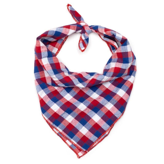 Patriotic Checked Bandana Red White Blue