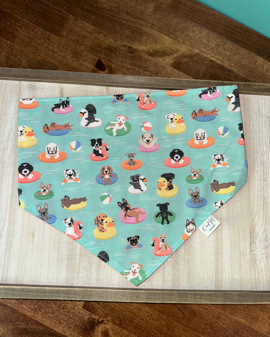 K and M Dogs On Floats Reversible Dog Bandana, Swimming, Water