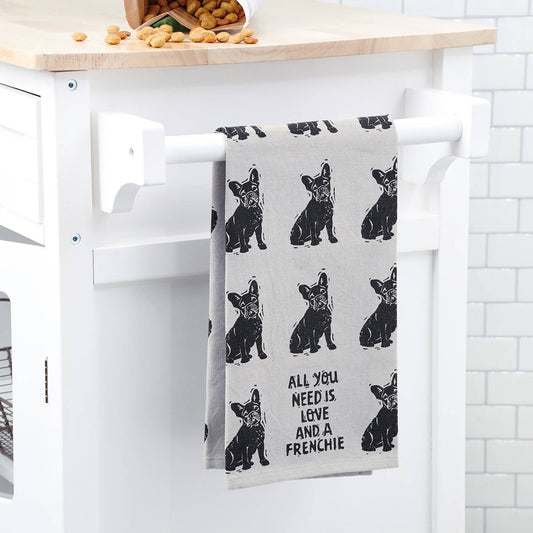 Love And A Frenchie Kitchen Towel