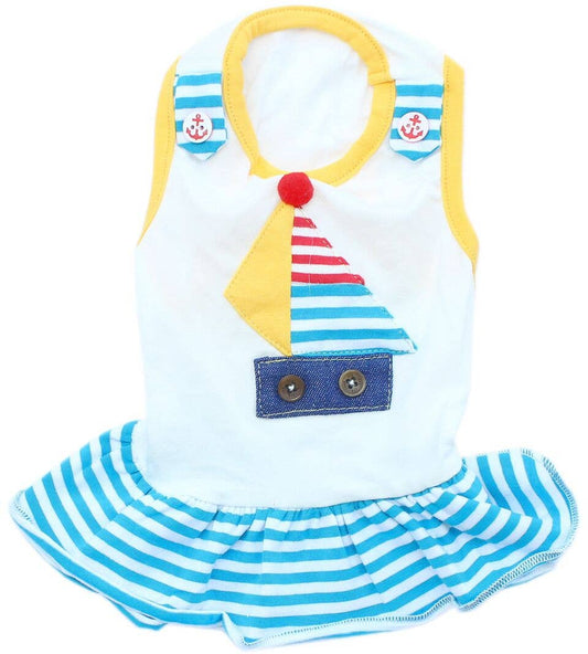 Boat Dress – Nautical Striped Dog Dress for Summer