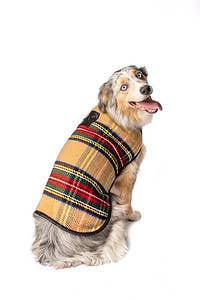 Chilly Dog- Tan Tartan Dog Blanket Coat