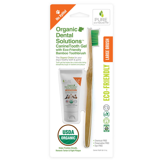 Organic Tooth Gel & Bamboo Toothbrush for Dogs  - Large Kit