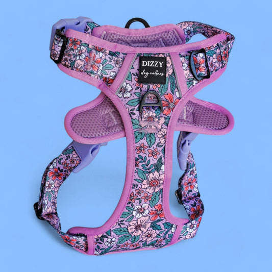 No Pull Dog Harness | Step in | Reflective | Heavy Duty | Easy Reach Handle | Lilac Floral