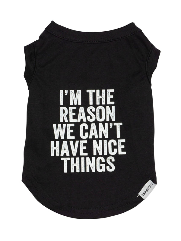 "I'm The Reason..." Dog T-Shirt - Black