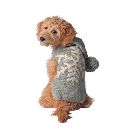 Chilly Dog- Grey Alpaca Snowflake Dog Sweater