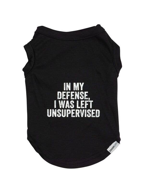 "In My Defense..." Dog T-Shirt - Black