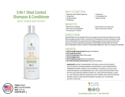 3-in-1 Shed Control Shampoo & Conditioner (Orange & Coconut)