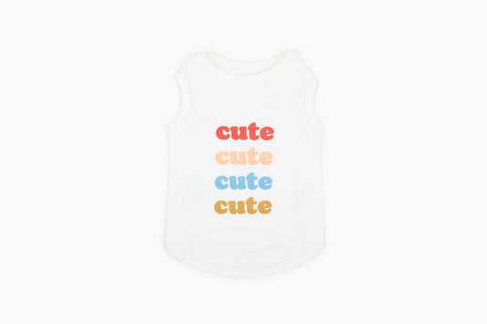 "Cute Cute Cute" Dog T-Shirt - White