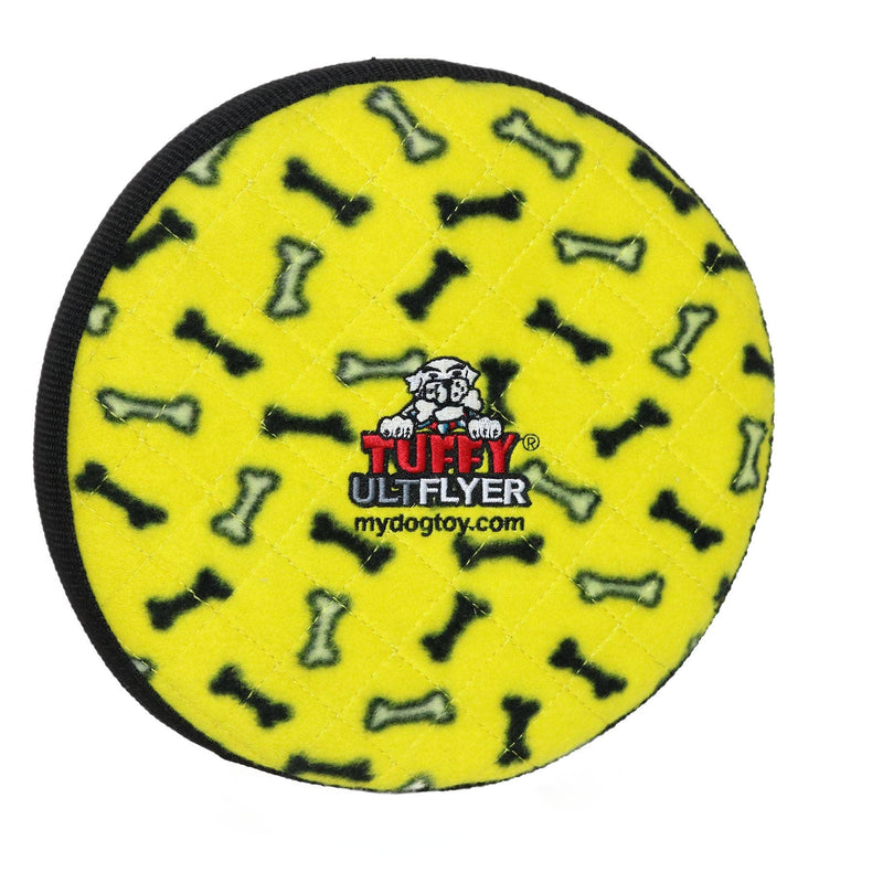 Tuffy Ultimate Flyer - Yellow Bone, Durable, Squeaky Dog Toy