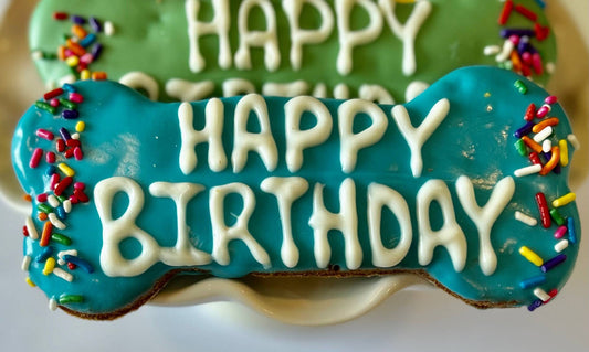 Delco Peanut Butter Happy Birthday Colorful 6" Dog Bones